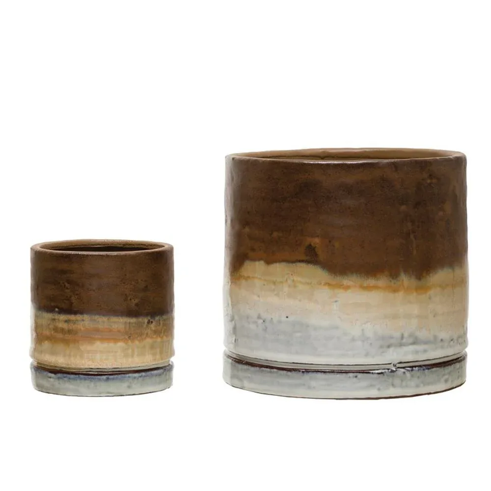 Creative Co-Op Stoneware Planter Set