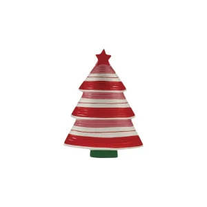 Creative Co-Op Stoneware Striped Tree Platter