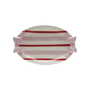 Creative Co-Op Striped Stoneware Platter