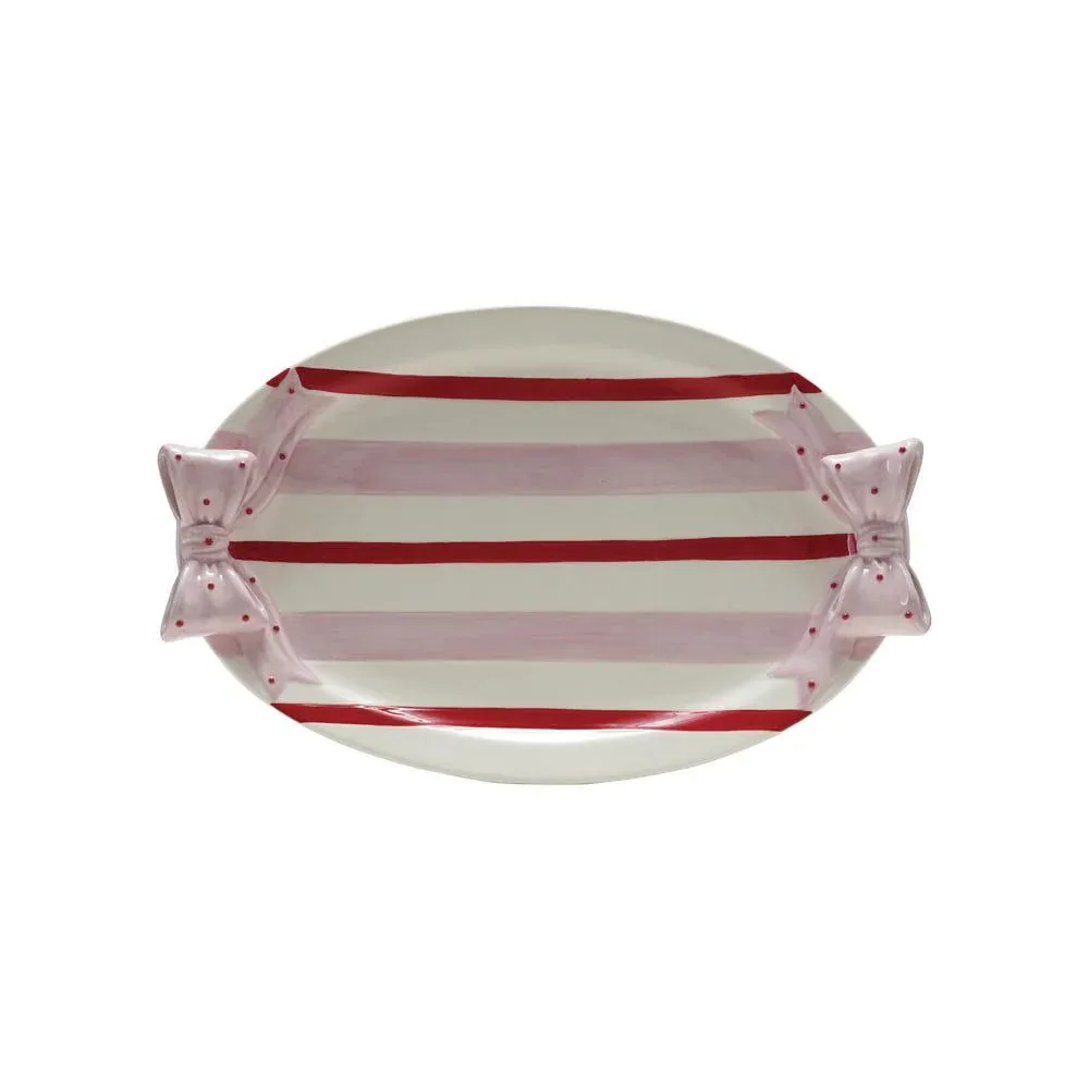 Creative Co-Op Striped Stoneware Platter