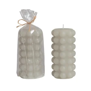 Creative Co-Op Unscented Hobnail Pillar Candle