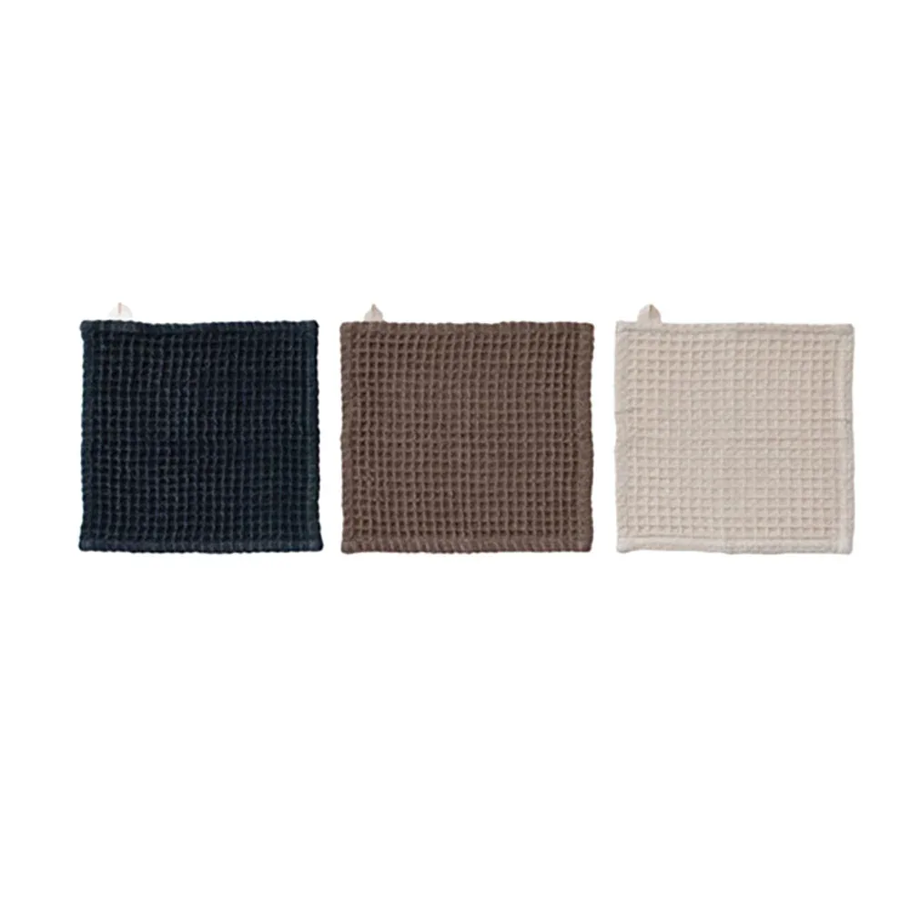 Creative Co-Op Waffle Weave Dish Cloths with Cheese/Serving Board - Image 2