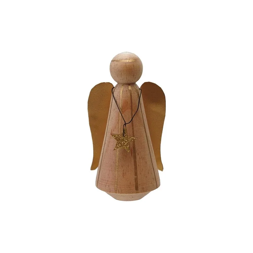 Creative Co-Op Wood Angel with Star