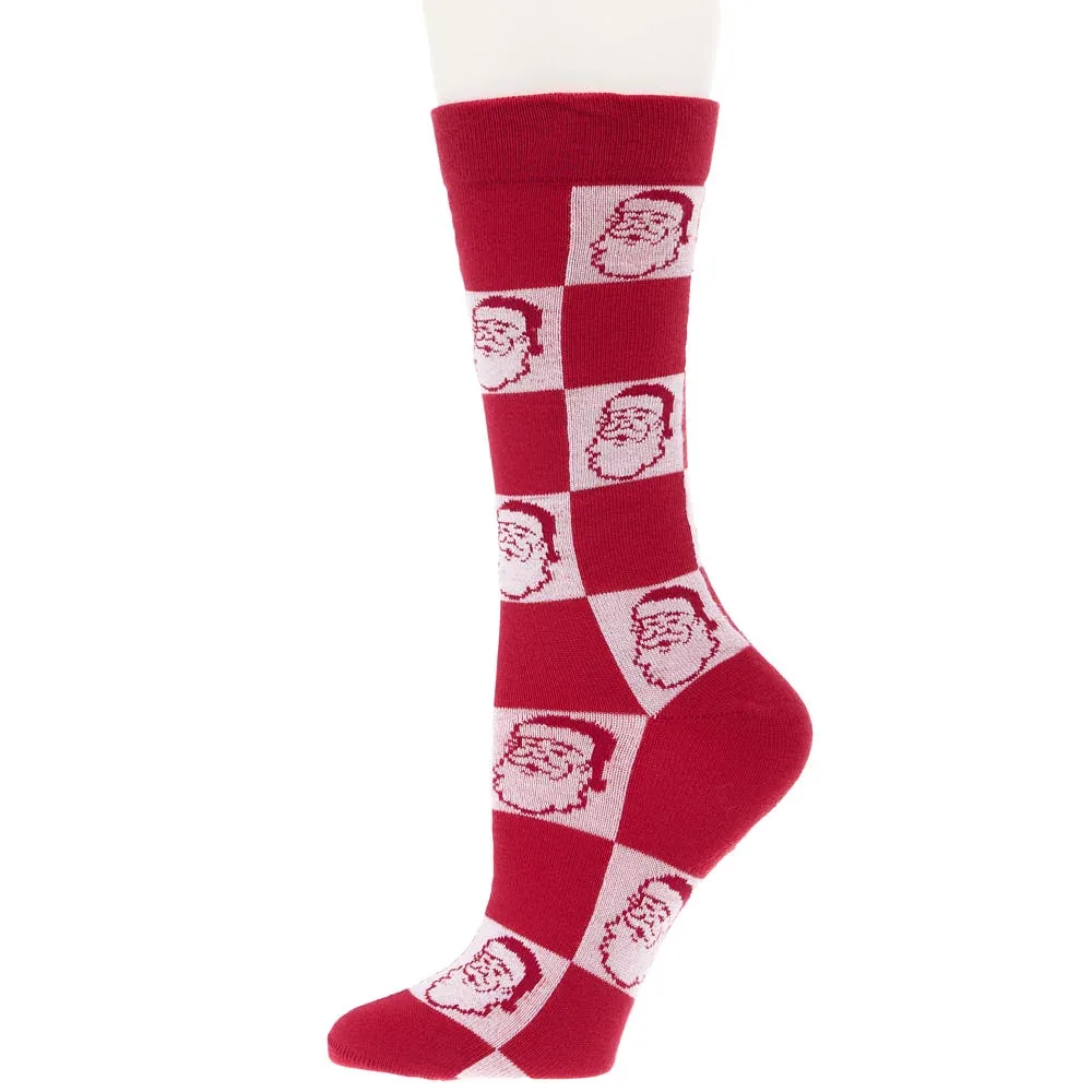 Crescent Sock Comapny Red Santa Check Holiday Crew Socks - Image 2