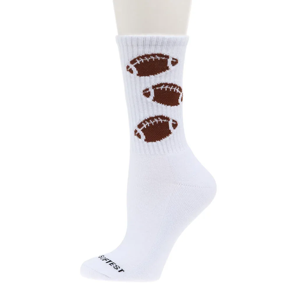 Crescent Sock Comapny Women`s Football Sport Mini White Crew Socks - Image 2