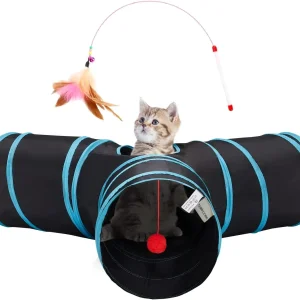 Crinkle Tunnel Cat Toy — Collapsible Play Tunnel with Toys