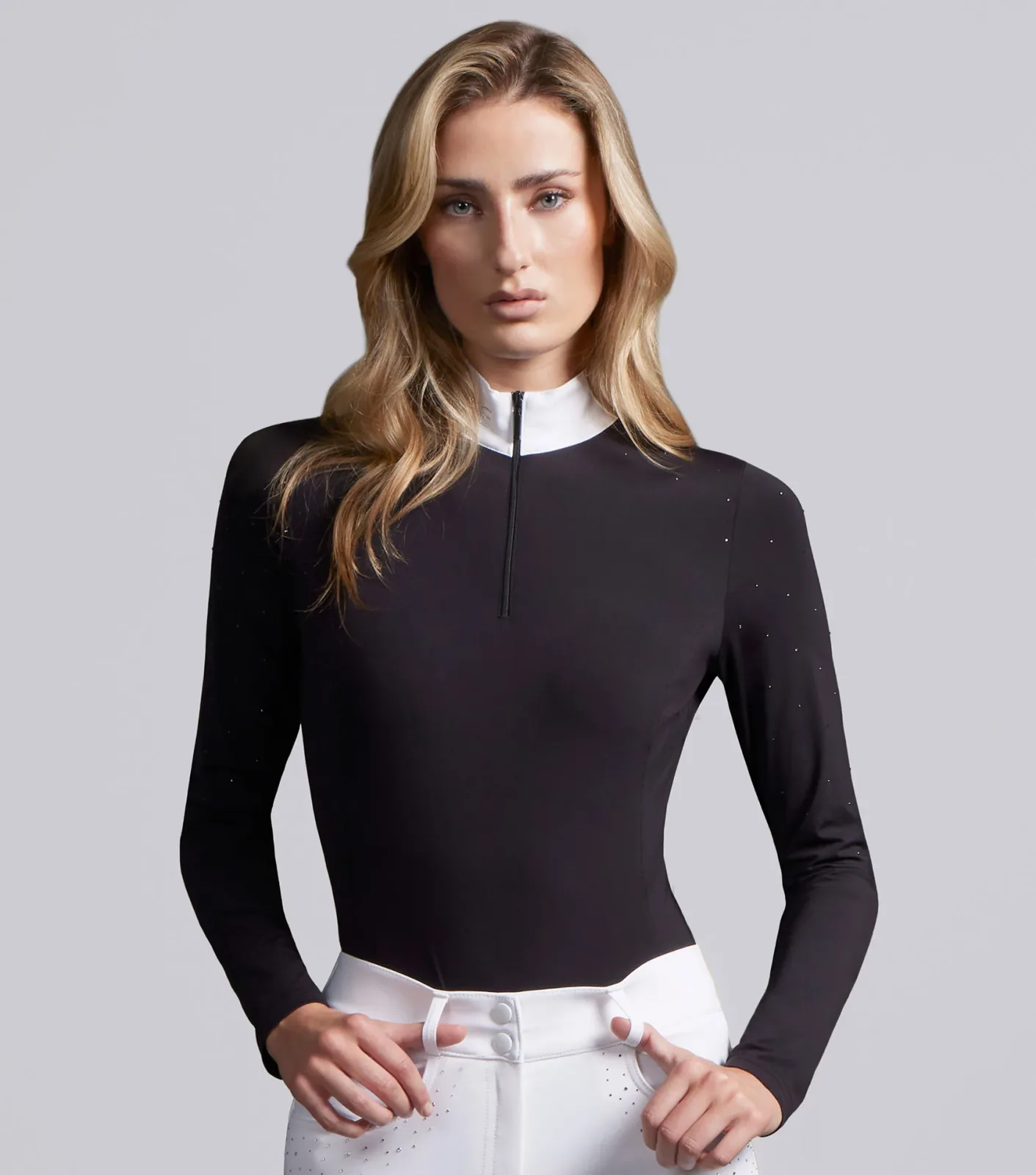Cristalli Womens Long Sleeve Competition Shirt Black
