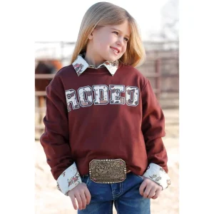 Cruel Denim Girls Burgundy Rodeo Crewneck