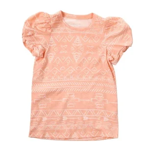 Cruel Denim Girl's Coral Print Puff Sleeve Top