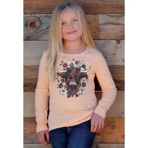 Cruel Denim Girl's Peach Cow Tee