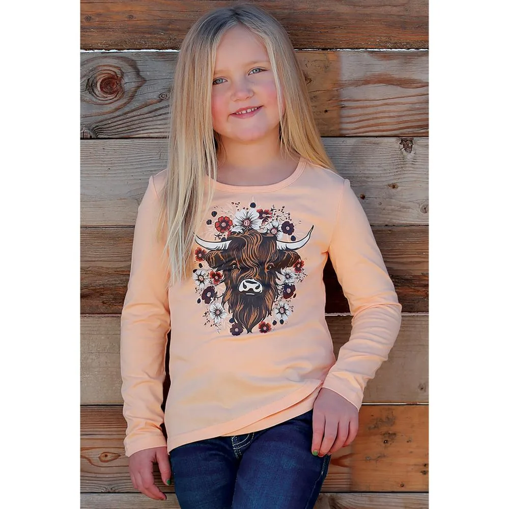 Cruel Denim Girl's Peach Cow Tee