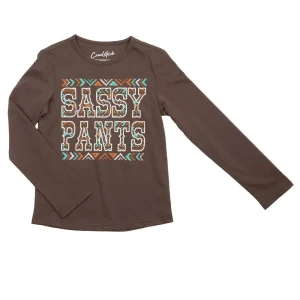 Cruel Denim Girl's Toddler Brown Sassy Pants Long Sleeve Tee Shirt