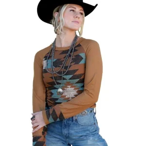 Cruel Denim Women's Brown Aztec Long Sleeve