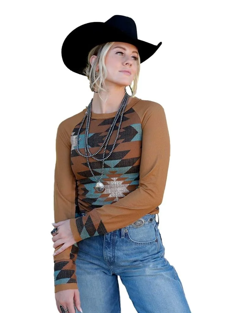 Cruel Denim Women's Brown Aztec Long Sleeve