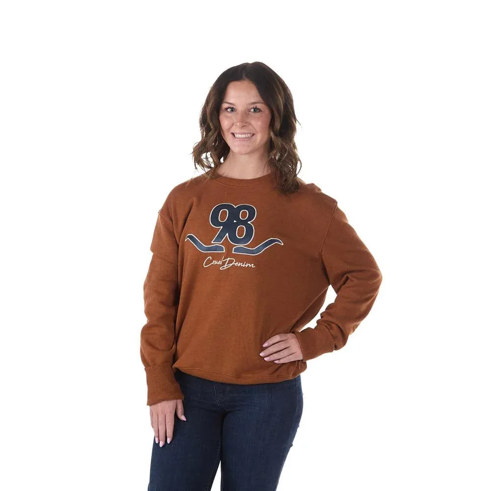 Cruel Denim Women's Brown Logo Applique Sweatshirt