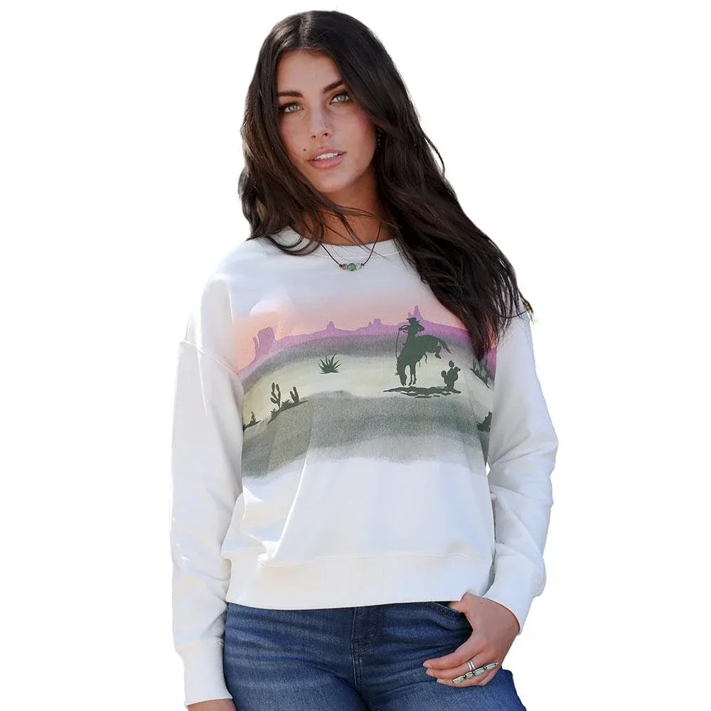 Cruel Denim Women's Cream Desert Scene Sweatshirt