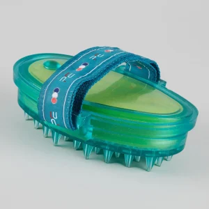 Curry Comb with Integrated Sponge Med Blue & Peacock