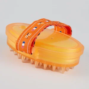 Curry Comb with Integrated Sponge Orange & Amber