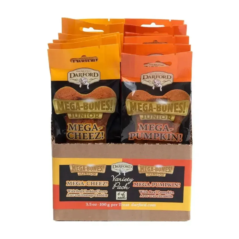 Darford Mega Bone JR Variety Pack Cheese/Pumpkin 6 Each Flavor Dog Treats