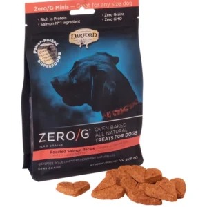 Darford Zero Grain Minis Oven Baked Treats Roasted Salmon Dog 6oz.