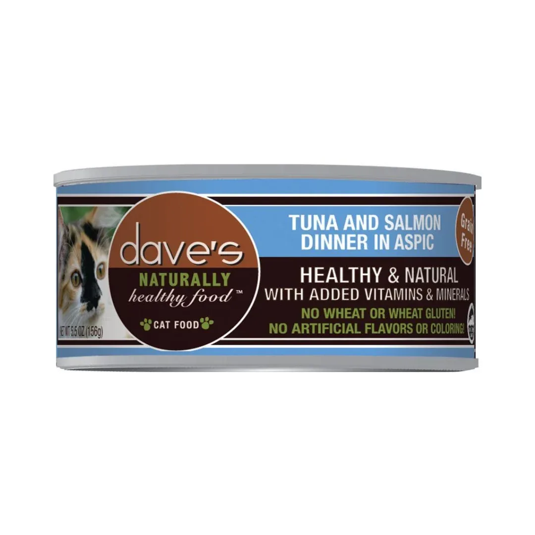 Daves Naturally Healthy Cat Food Tuna and Salmon Dinner In Aspic 3Oz (Case of 24)