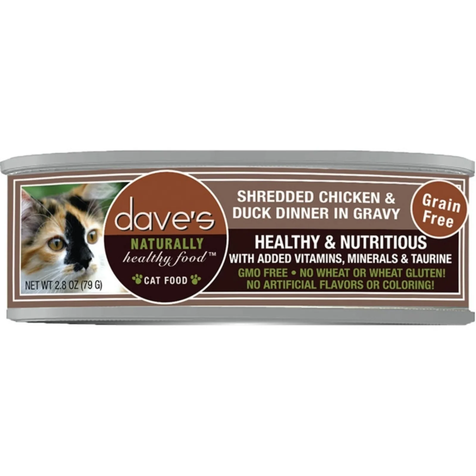 Dave's Pet Food Cat Grain Free Shredded Chicken & Duck in Gravy, 2.8 oz, Case of 12