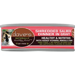 Dave's Pet Food Cat Naturally Healthy Shredded Salmon In Gravy 5.5oz. (Case of 24)
