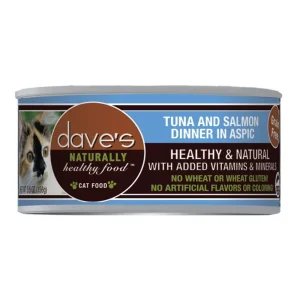 Dave's Pet Food Cat Naturally Healthy Tuna & Salmon Dinner in Aspic, 5.5 oz, Case of 12