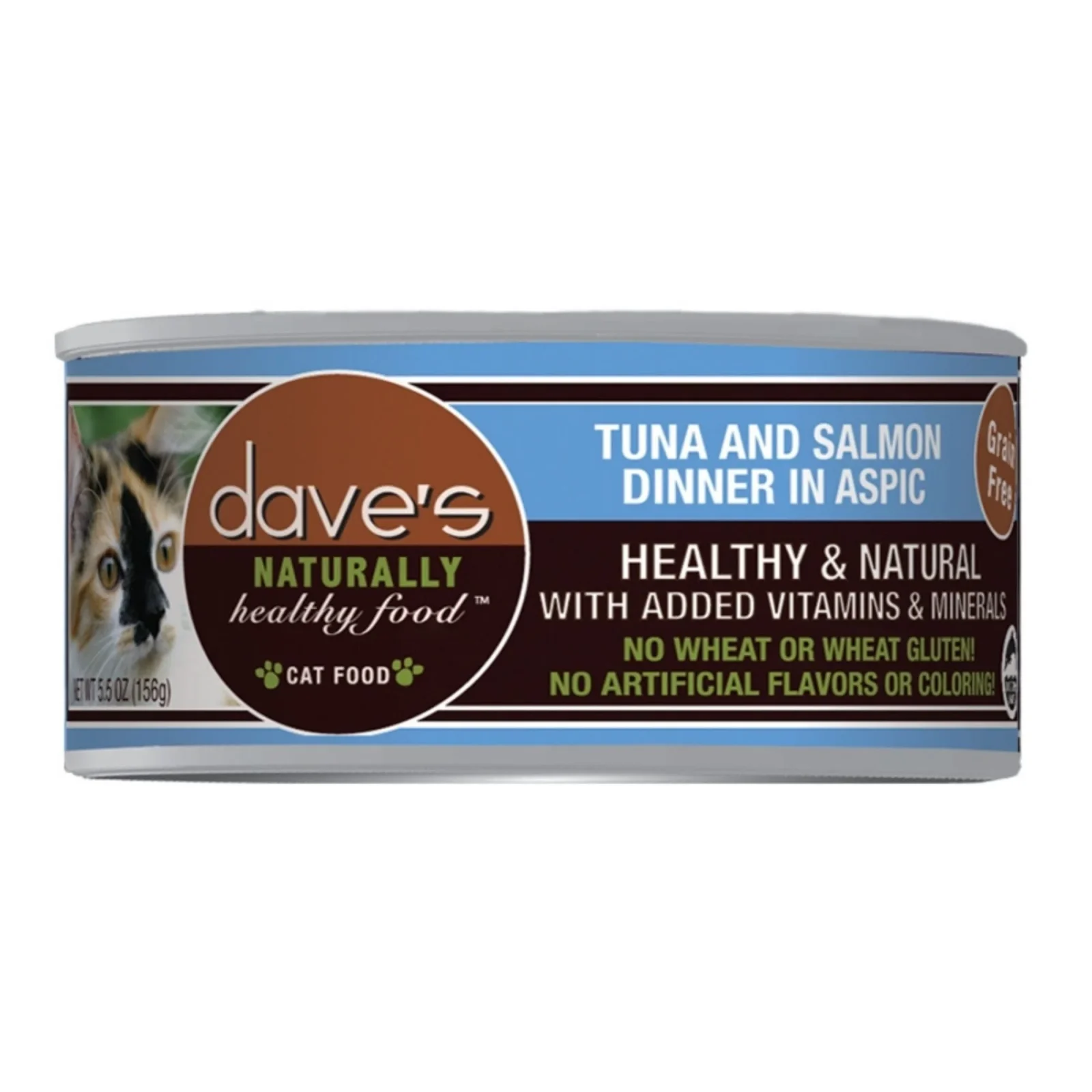 Dave's Pet Food Cat Naturally Healthy Tuna & Salmon Dinner in Aspic, 5.5 oz, Case of 12