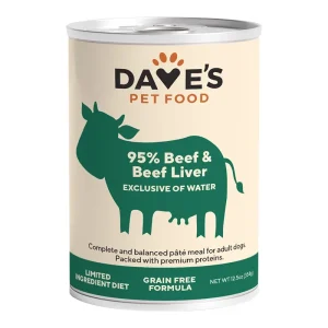 Dave's Pet Food Dog 95% Premium Meats Beef And Beef Liver 12.5oz. (Case of 12)