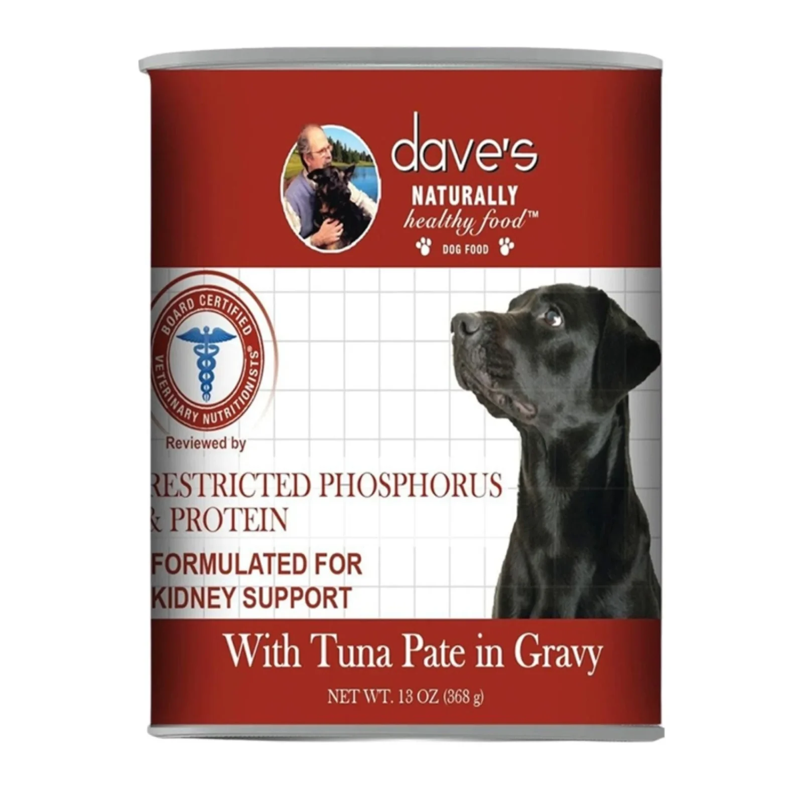 Dave's Pet Food, Dog Restricted Phosphorus & Protein Diet Tuna Pate in Gravy, 13.2 oz, Case of 12