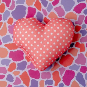 Dear & Dotty Heart-Shaped Dog Toys in Peach, Sunshine, or Lilac (Made in the USA) <>