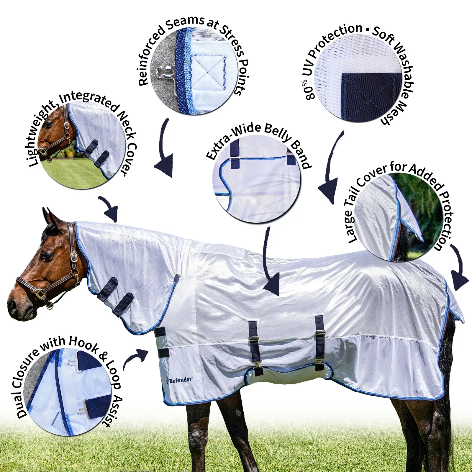 Defender Silver Elite Combo Neck Fly Sheet - Image 2