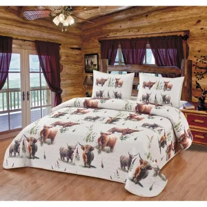 Deleon Highland Cow Quilt Set -Queen