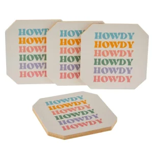 Deny Designs Colorful Howdy Coaster Set