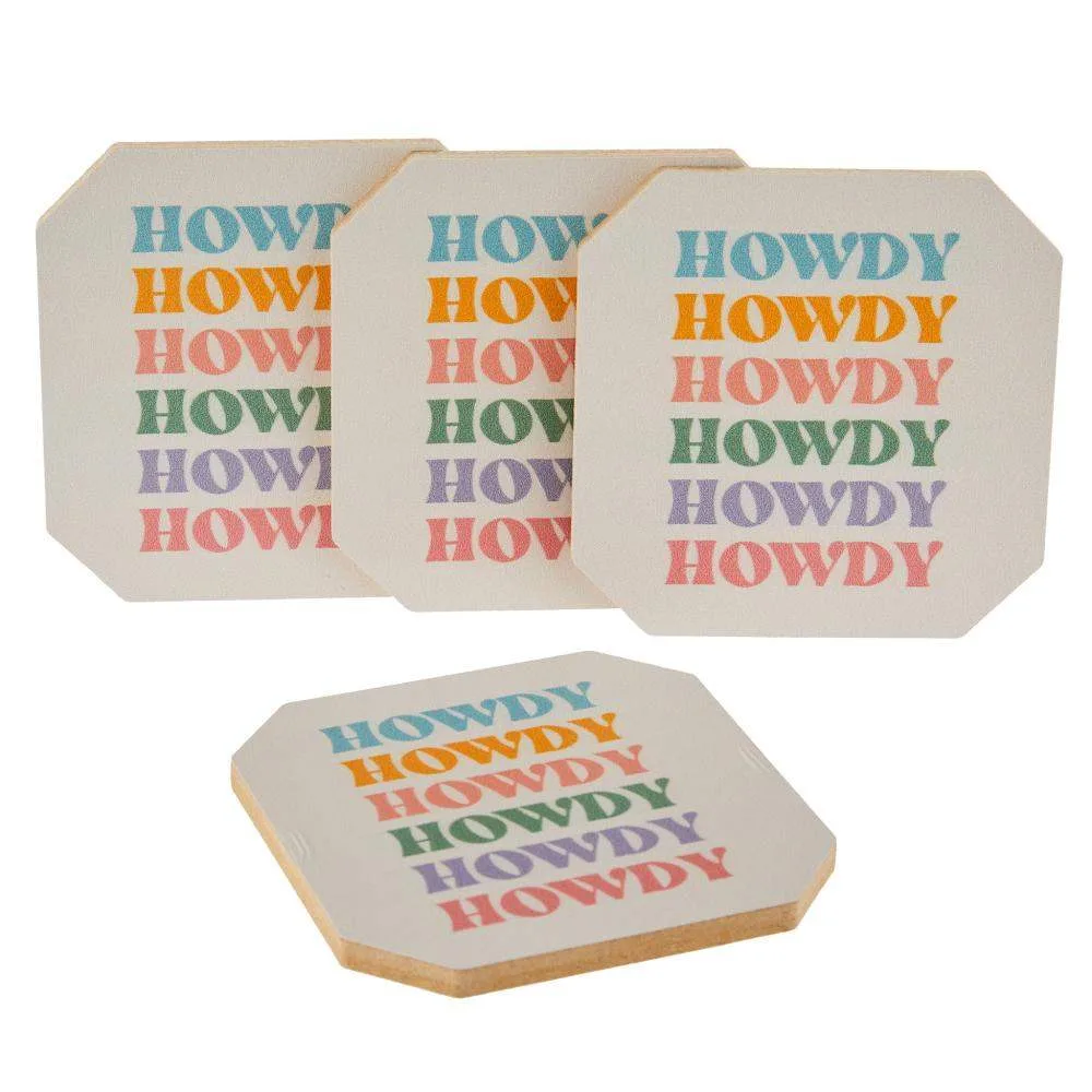Deny Designs Colorful Howdy Coaster Set