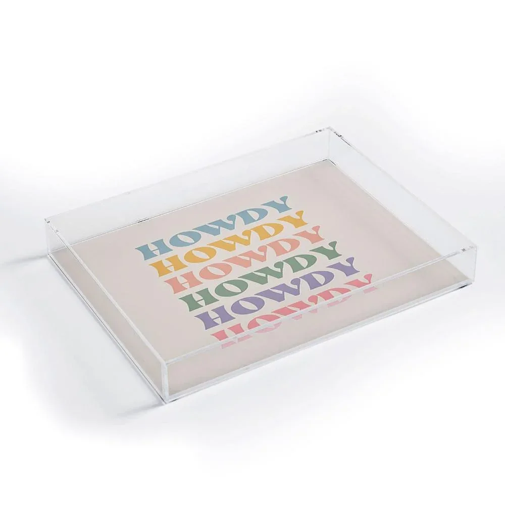 Deny Designs Colorful Howdy Small Acrylic Tray