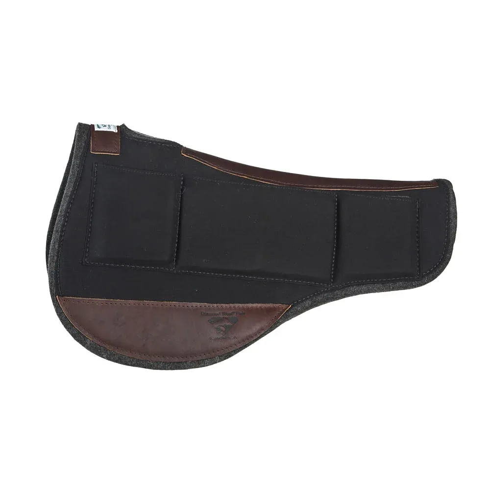 Diamond Wool Pad Company Black Round Contoured 1/2in 33x28 Shim Saddle Pad - Image 2