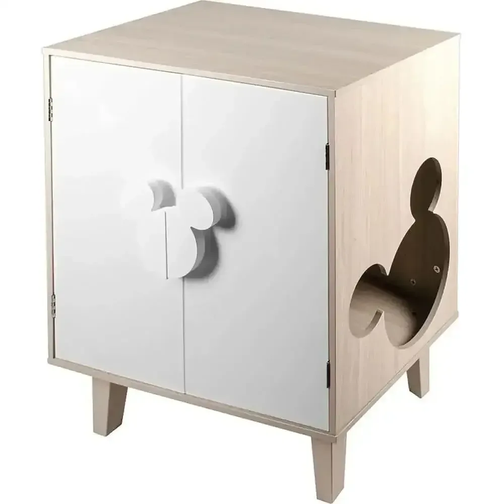 Disney Gray Cat Cabinet with Mickey Mouse Door Knobs