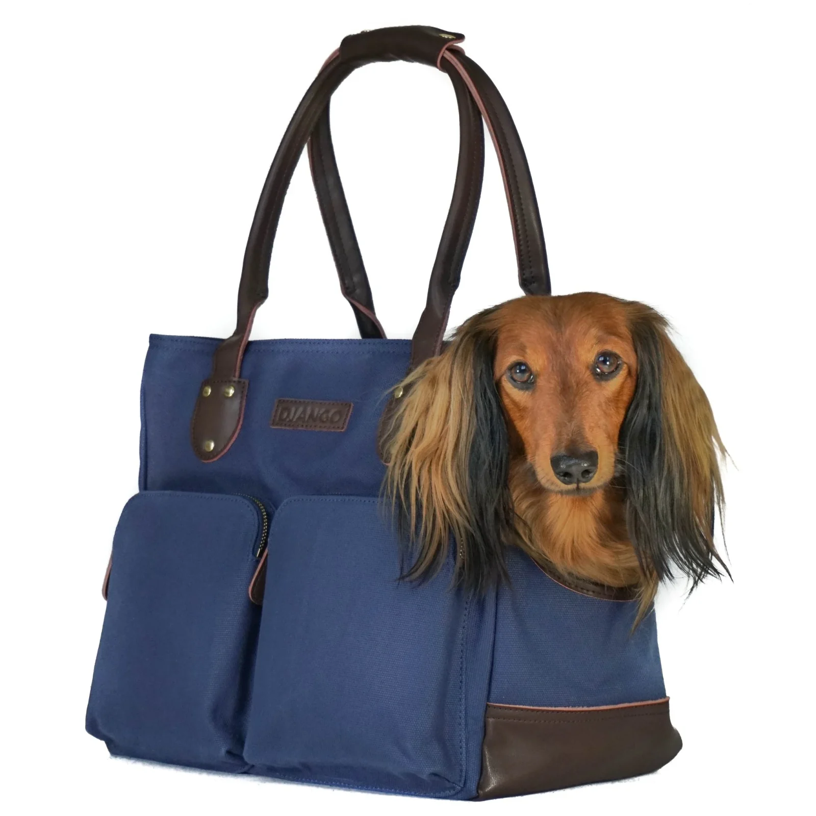 DJANGO | Waxed Canvas + Leather Pet Tote in Navy