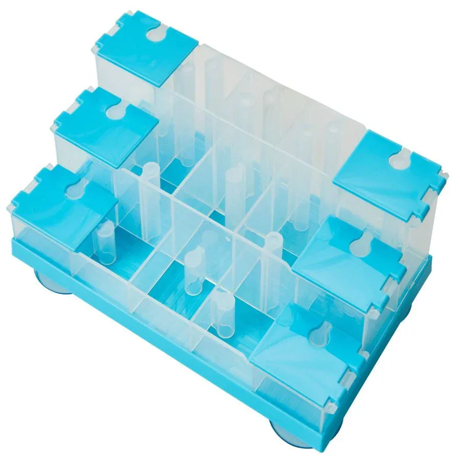 Doc and Phoebe Puzzle Feeder Cat Food and Treat Dispenser Blue 4.25in