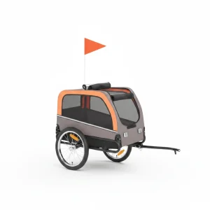 Dog Bike Trailer, Pet Cart Bicycle Carrier with 2 Entrances, Quick Release Wheels, Reflectors, Flag, Safety