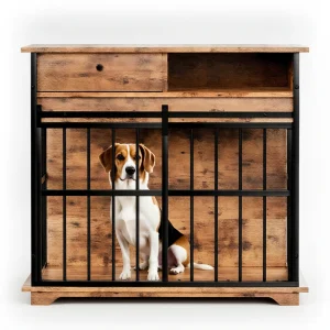 Dog Crate Furniture , Large Dog Cage Furniture With Tray For Medium Large Dogs, Wooden Dog Kennel Furniture