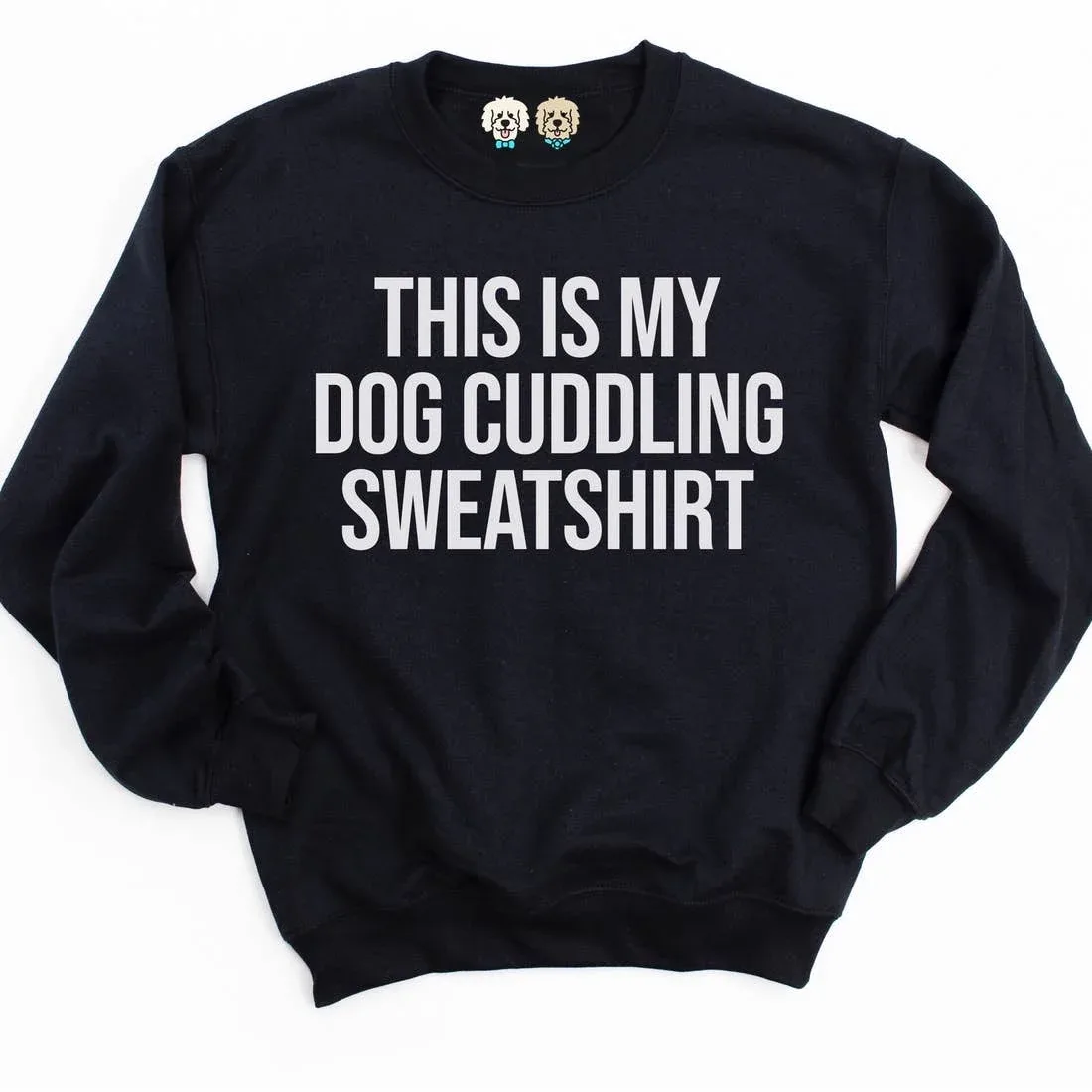 Dog Cuddling Crewneck Sweatshirt in Black (FINAL SALE) - Image 2