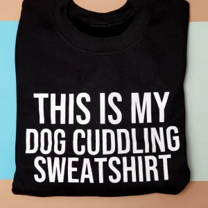 Dog Cuddling Crewneck Sweatshirt in Black (FINAL SALE)