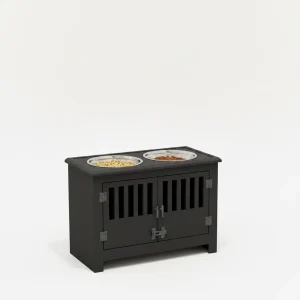 Dog Food Storage Cabinet with Bowls & Dog Feeding Station, Black