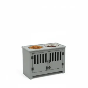 Dog Food Storage Cabinet with Bowls & Dog Feeding Station, Gray