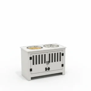 Dog Food Storage Cabinet with Bowls & Dog Feeding Station, White