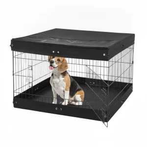 Dog Playpen 4 Panels Foldable Metal Dog Exercise Pen With Bottom Pad Cover