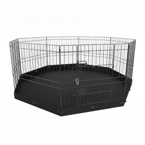 Dog Playpen, 8 Panels Foldable Metal Dog Exercise Pen With Bottom Pad, 24' H Pet Fence Puppy Crate Kennel With